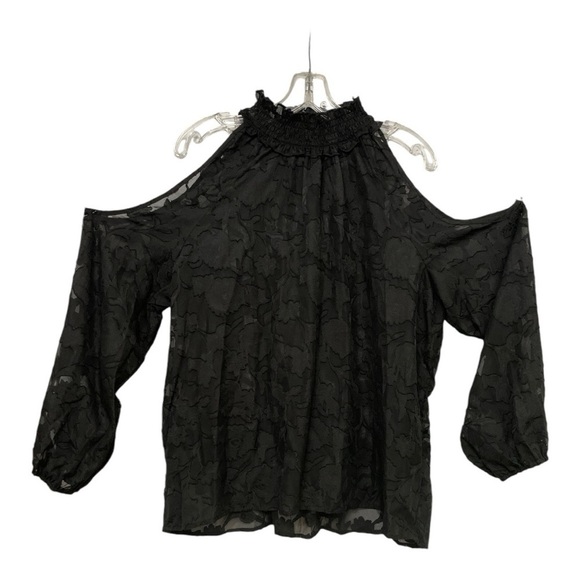 SHEIN Elegant Cold Shoulder Top Long Sleeve Black Plus Size 2XL Blouse - Picture 7 of 16